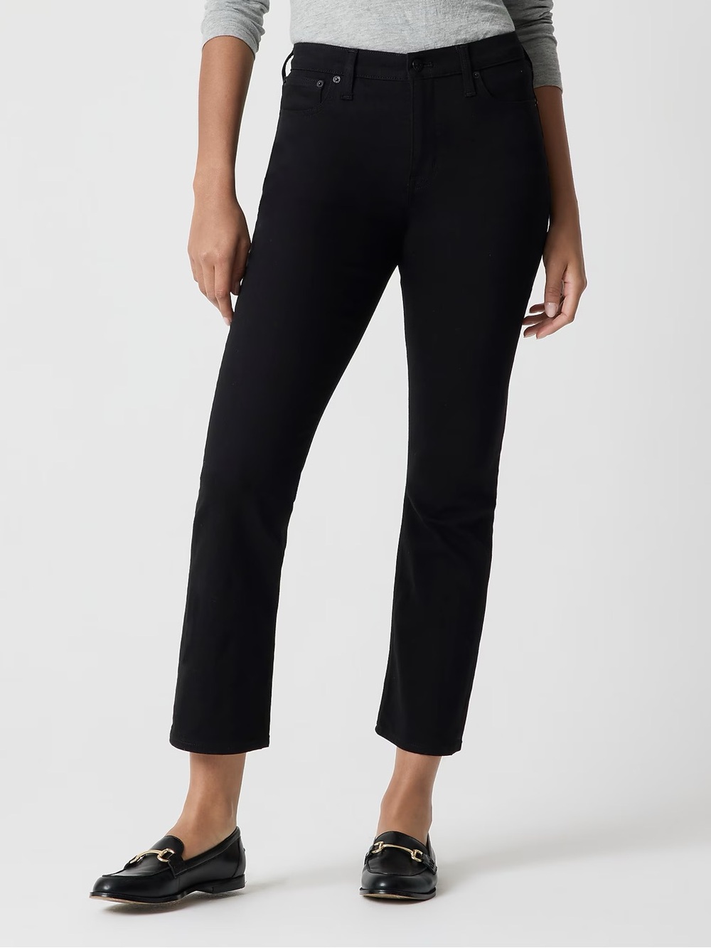 J. Crew Crop Flare Black Jean in All Day Stretch Denim | Solid Black | 27